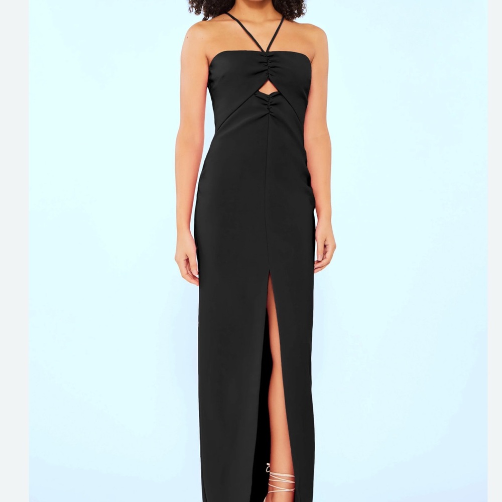 Likely Rocky Gown 6 Keyhole Halter Strap High Slit Sleeveless Maxi Lined  $398
